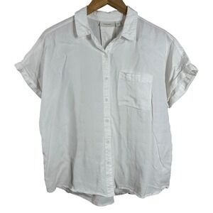 Ecothreads Women's Shirt Lyocell Short Sleeves Button Down Cottagecore‎ Size M